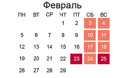 Расписание работы Credit Ceramica Санкт-Петербург с 22 по 25 февраля
